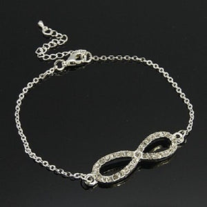 Pretty Silver Rhinestone Infinity Symbol Bracelet