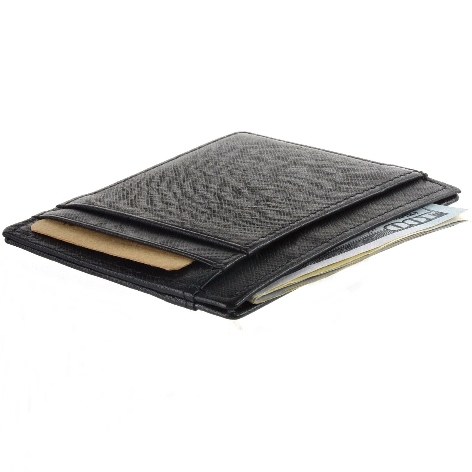 RFID Blocking Minimalist Front Pocket Wallet Card Case - Genuine Leather