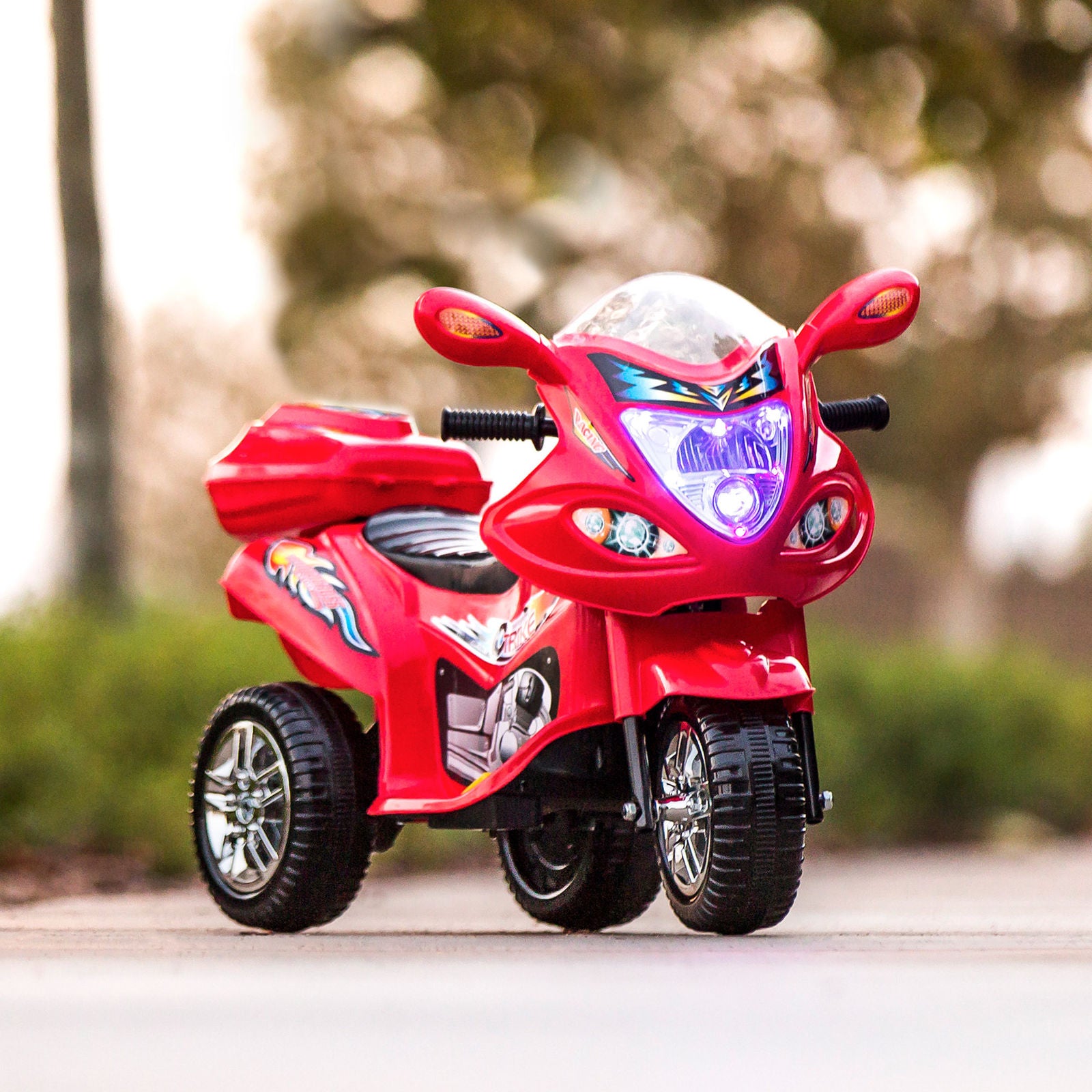 Cool Ride  3-Wheel Motorcycle For Kids - LIGHTS, MUSIC, HORN, STORAGE.